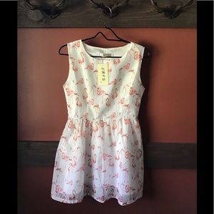 CRFS Flamingo print dress Lg NWT